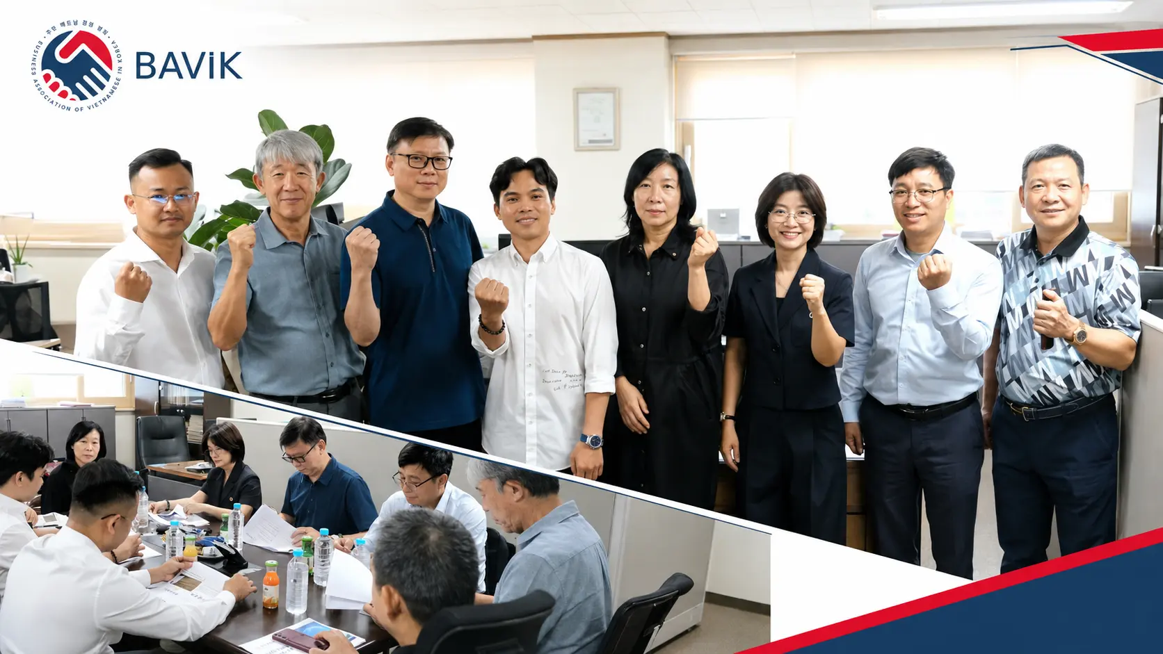 Đoàn BAViK chụp ảnh lưu niệm và trao đổi công việc tại văn phòng LEEHWA GLOBAL sau chuyến thăm ngày 28/08/2026