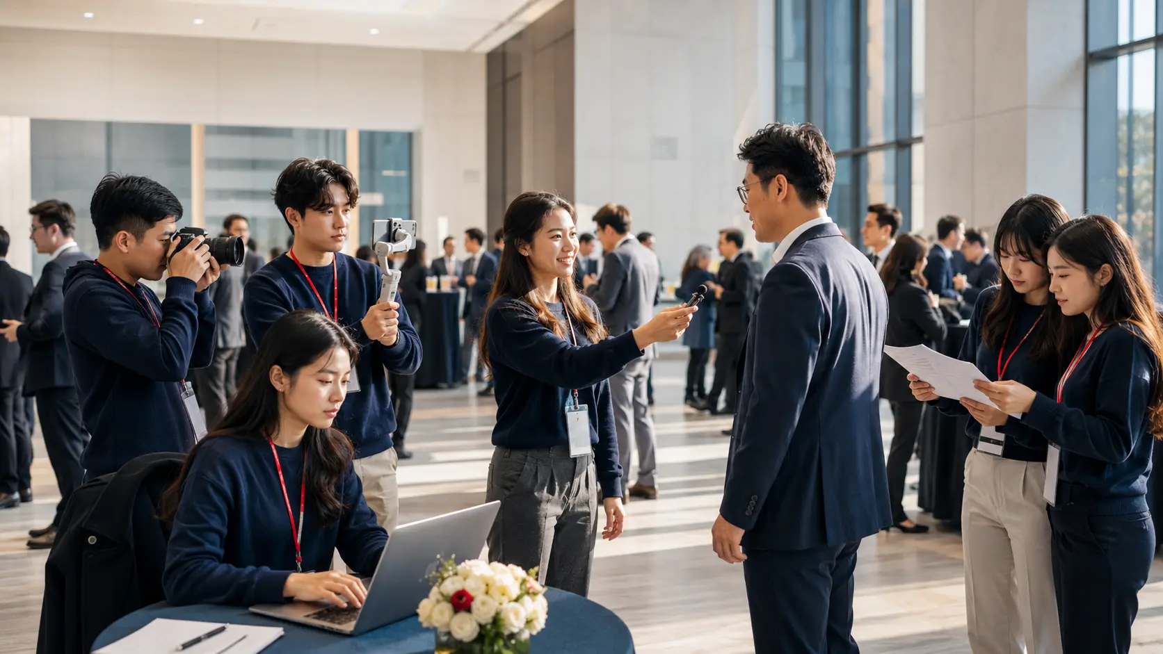 Tình nguyện viên BAViK quay phim, chụp ảnh, phỏng vấn và điều phối sự kiện doanh nghiệp