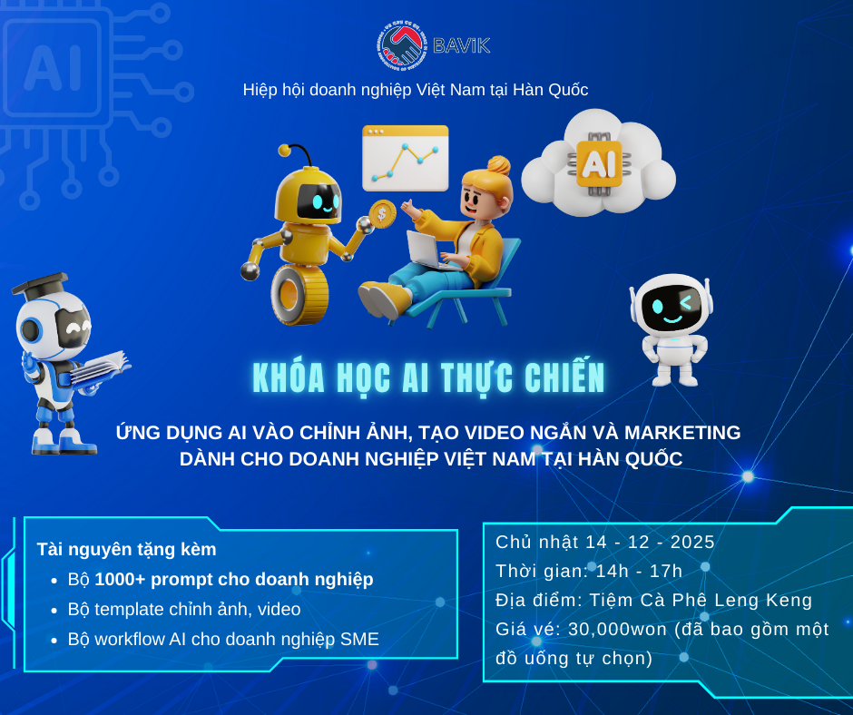 Ảnh minh họa: Khoá học AI Thực Chiến Cho Doanh Nghiệp Việt Nam Tại Hàn Quốc